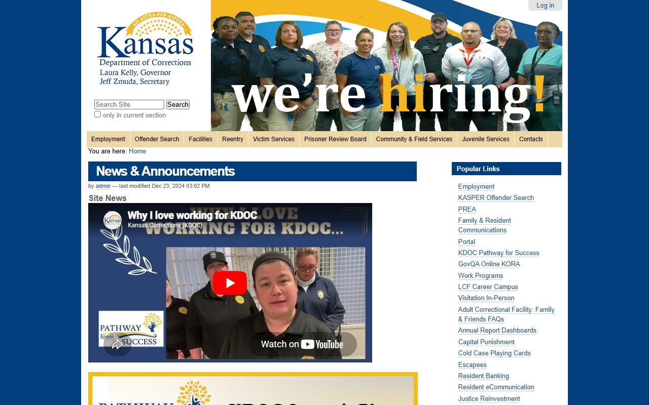 Neosho County arrest records and court charges Kansas Department of Corrections