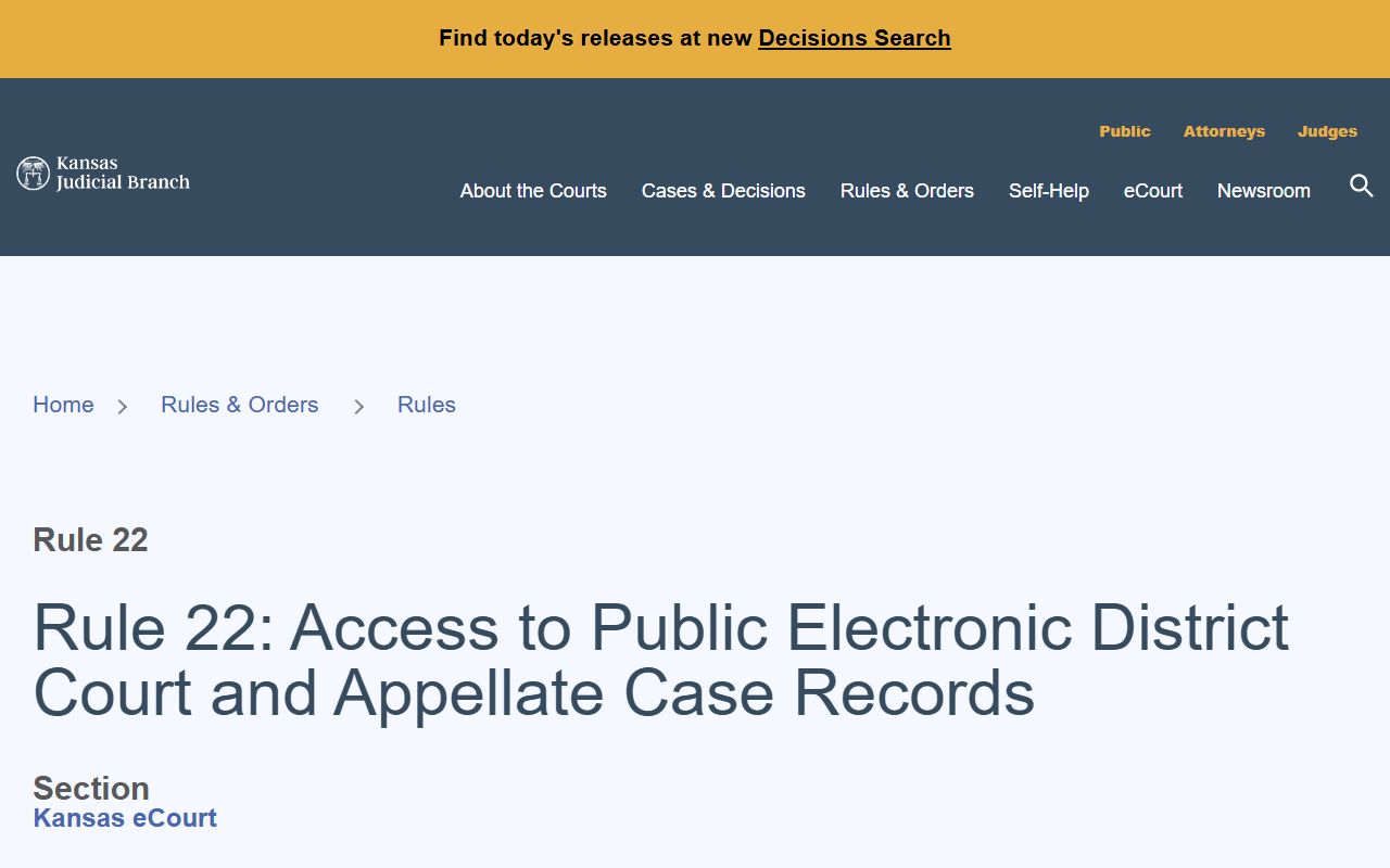 Neosho County court records Kansas Supreme Court Rule 22