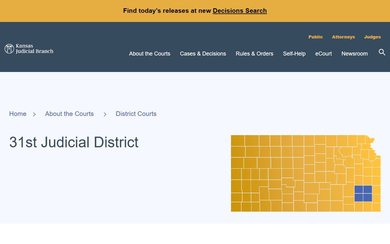 Neosho County court records 31st Judicial District listing