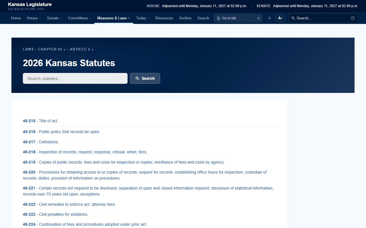 Neosho County probate records Kansas Open Records Act article index